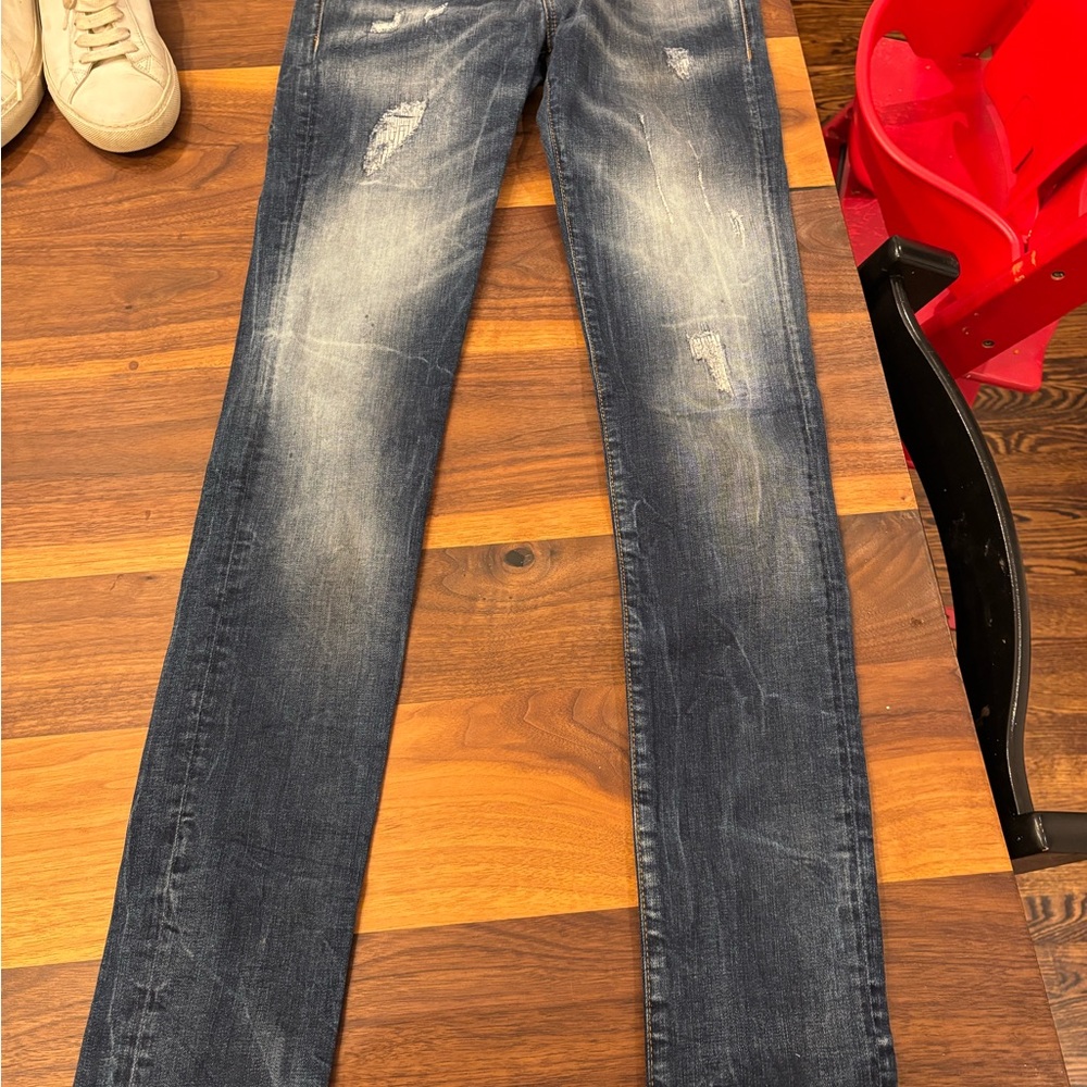 Philipp Plein Dark Blue Distressed Skinny Jeans